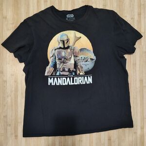 Star Wars T-Shirt The Mandalorian Baby Yoda Black Graphic Print Size XL